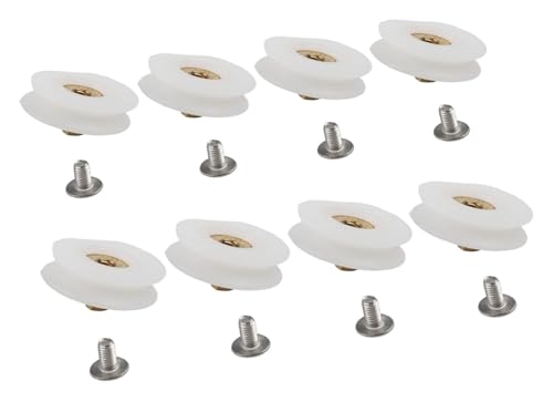 Roulettes de porte de douche 22,5 mm rainurées avec noyau en laiton et revêtement extérieur en nylon for une ouverture et une fermeture en douceur des portes de douche coulissantes en verre lot de 8