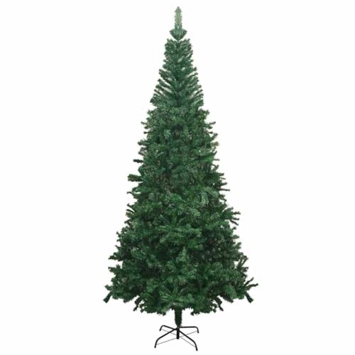 ** vidaXL Artificial Pre-lit Christmas Tree - 94.5" Height/47.2" Diameter - 300 LEDs - Green/Gold - PVC Material - 1300 Branch Tips - Outdoor/Indoor Decor - Includes Stand and Ball Decoration Set3