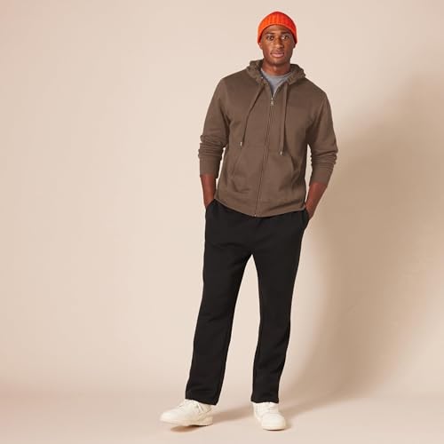 Amazon Essentials Herren Fleece-Kapuzenpulli mit durchgehendem Reißverschluss (erhältlich in den Größen Big & Tall), Mittel Braun, M