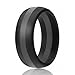 ROQ Silicone Wedding Ring for Men, Silicone Rubber Band - Black with Grey Stripe, Size 10