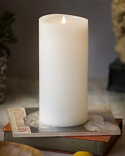 Seasonal Realistic Motion Flameless Electric Led Pillar Candle | 3D Moving Flame | Adjustable Brightness | Translucent And Glowing Body | Up To 800 Hour Battery Operated With Timer (3 X 7, Ivory) #TOP1