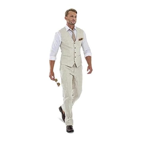 High-End Suits Beige Linen 2 Piece Cover