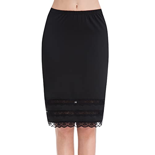 Image of Half Slips for Under Dress Women Underskirt Dress Extender Lace Trim Knee Length