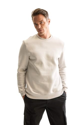 ديفاكتو سويت شيرت منسوج بقصة عادية ورقبة دائرية ضيقة للرجال ...