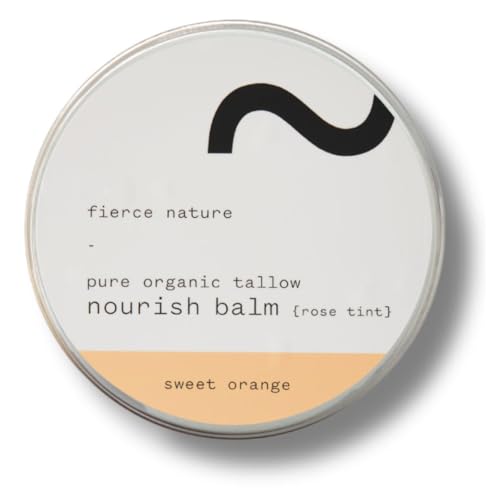 Fierce Nature Pure Nourish Tallow Balm | Organic, Vitamin-Rich Nourishing Body & Face Moisturizer | Natural, Essential Oil Free Skincare | 100g, Sweet Orange (w Rose Tint)