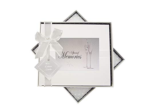 Livre d'or flûtes White Cotton Cards Fl3 album souvenirs mariage et anniversaire blanc
