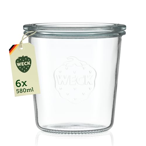 Weck Gläser 580ml – 6er Set mit Deckeln – Sturzform –...