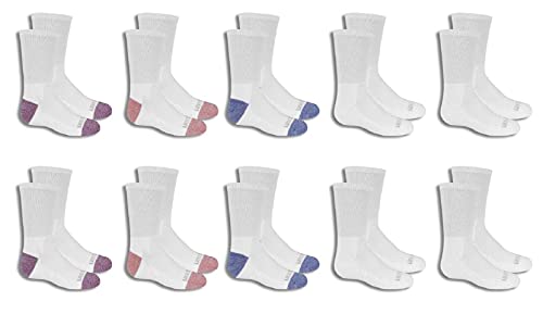 Fruit Of The Loom Girls 10-Pair Everyday Soft Crew Casual Sock, White Multi, Medium #TOP12