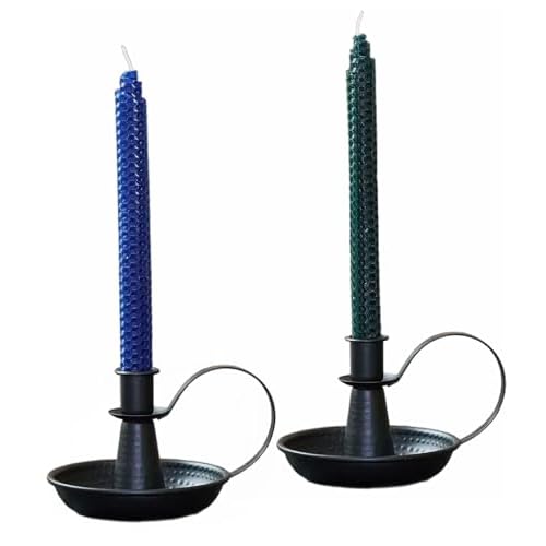 Retro Iron Taper Candle Holder，Black Candlestick Holders Candlelight Stand for Farmhouse Decor Home Wedding Party Table Decoration（2pcs）