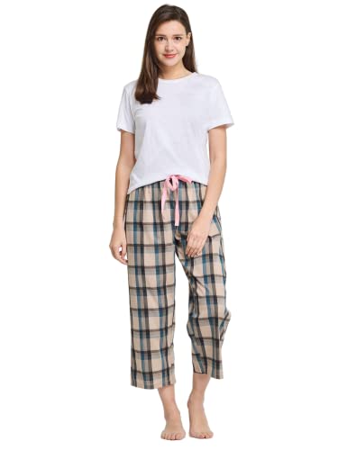 Image of CYZ Comfortable Cotton Capri Woven Pajamas for Women, Casual Capris for Women, Perfect for Daily Wear and Sleepwear