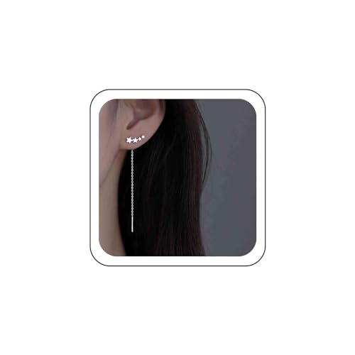 Inateannal Star Crystal Star Ear Climber, Long Gold Bar Earrings for Women and Girls