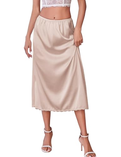 Image of Avidlove Women's Satin Half Slip 36 inch Lace Long Underskirt S-XXL