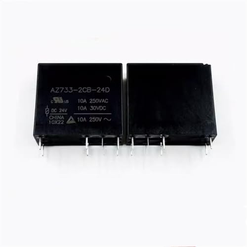 Relé AZ733-2CB-24D de 24V y 10A con 8 pines para circuitos electrónicos en pack de 5 unidades