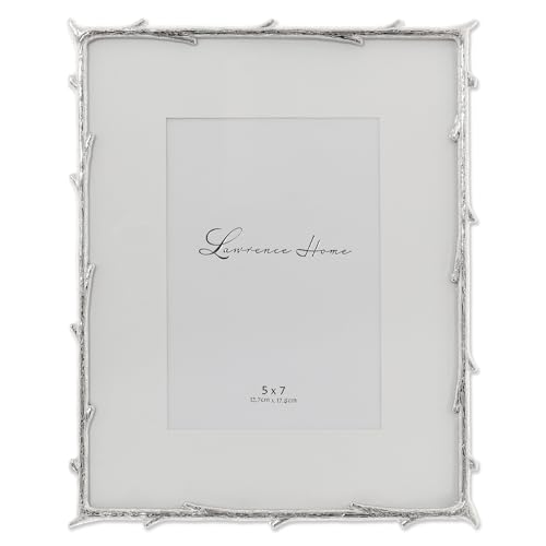 Image of Lawrence Frames Metal Frame, Branch Design, Silver, 8x10, Matted 5x7