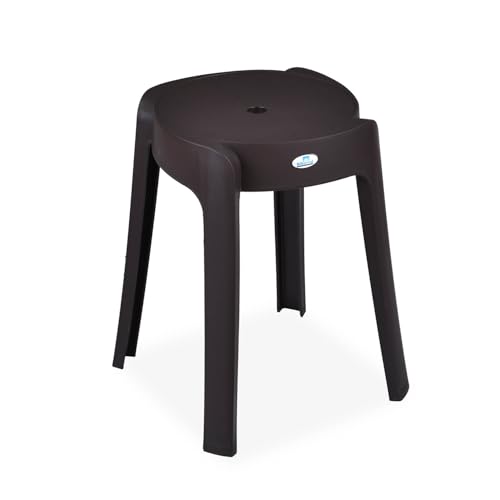 Image of Nilkamal Twist Sturdy and Durable Plastic Seating Stool | Set of 2 | for Living Room, Bedroom, Bathroom, Kitchen, Office | Season Rust Brown
