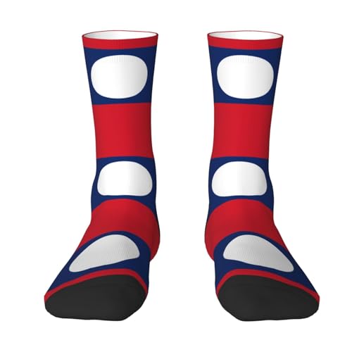 XZDZDX Flag of Laos Polyester Mid-Calf Socks 2 Black-2 for Unisex - Skin-Friendly Elastic Fashion Crew Socks
