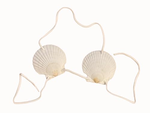 Mermaid Seashell Bra with Cord Hawaiian Shell Bikini Top Fashion Chest Chain for Women bodychain White4