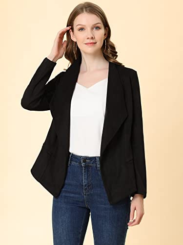 Image of Allegra K Women Faux Suede Jacket Lapel Draped Open Front Cardigan Casual Trendy Suede Blazer