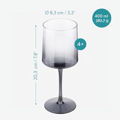 Foto von Navaris grau getönte Weingläser 4er-Set - Farbige Weingläser mit Stiel - Stilvolle Design-Glaswaren zum Servieren von Wein Cocktails Desserts