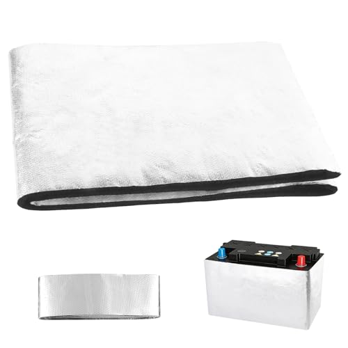 40 x7 Inch Universal Car Battery Insulation Blanket Kit with Aluminum Foil Tape,3mm Thick Acid Resistant Self-Adhesive Thermal Heat Shield Cover for Extreme Weather Protection for Vehicle Truck RV