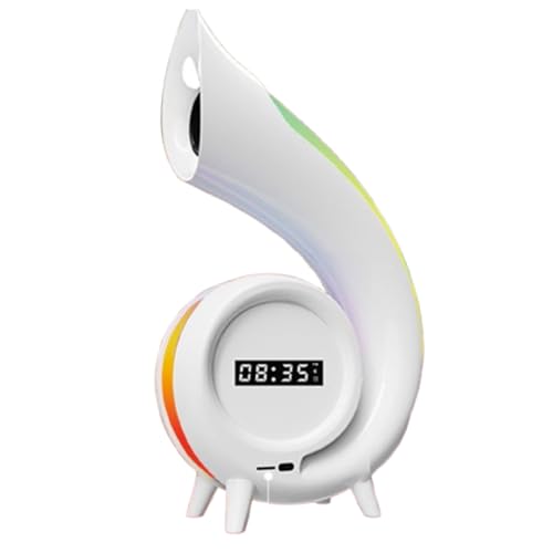 Acogedor デスクトップスマートスピーカー、200アンビエントライト、テーブルランプ、目覚まし時計ウェイクアップRGBライト、アプリ付き、化粧鏡、1200mAh、6-8時間再生、仕事、勉強、読書、睡眠用