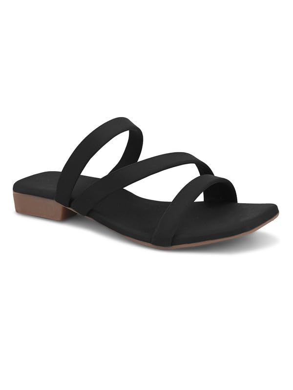 Image of XE Looks Women's Flat Slippers | Strappy Slip-On Design | Soft Cushioned Footbed | Lightweight & Comfortable Slippers For Girls & Women