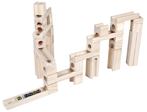 Golden Age 43227-1098 Marble Run Toys, 60 Pieces Wooden Classic Ramps Track Building Construction Set thumb #1