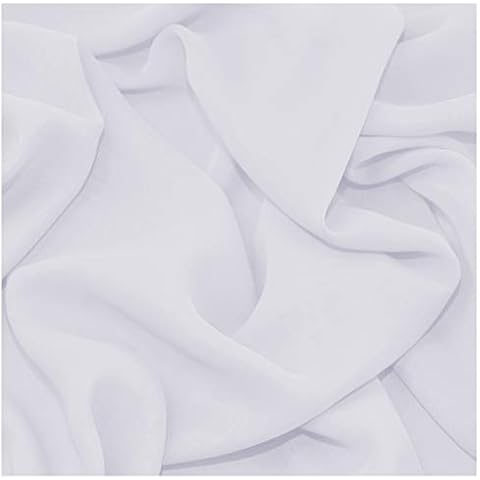 Fabric King Online Premium Crepe Chiffon Plain Dyed Soft Polyester Sheer Fabric 44/45" | 112cm Wide | Decoration, Craft & Dress Bridal Material | Sold by The Metre (White, 1 METRE) Cover