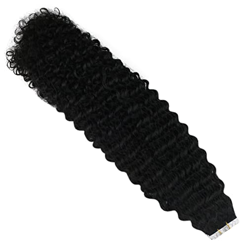 Tape in Hair Extensions Human Hair Curly Hair Extensions Real Tape in Hair Extensions Curly Human Hair Skin Weft Tape in Extensions Human Hair Black Women Hair Extensions 12inch 20pcs 30g