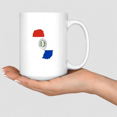 Mug Paraguay en céramique avec drapeau blanc et inscription « Heroes' Series » - Cadeau de fête des mères et du Nouvel An - 445 ml
