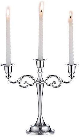 Sziqiqi Gold metal candle holder 3-arms candle stand 27cm tall wedding event candelabra candle stick, Gold