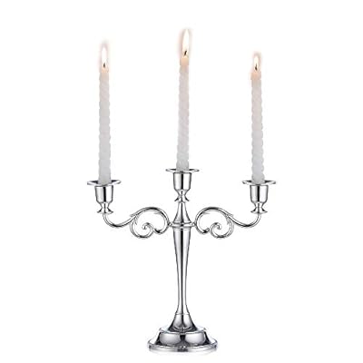 Sziqiqi Candelero con 3 Cabezas para Bodas Candelero De Aleación De Zinc Candelero para Mesas Cenas con Velas Decoraciones para Hotels Ornamentos Decorativos, Plata | Ya disponible en tu tienda friki favorita! En mundofriki.es!