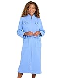 Amber Ladies Knitted Zip Embroidered Dressing Gown Lavender 20-22