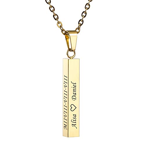 MeMeDIY Personalized 3D Vertical Cuboid Bar Pendant Necklace Customized Adjustable Chains for Women Engraving Name Gifts for Bridesmaid Gifts Couples Stainless Steel Lovers Jewelry, Metal (B089GRN9GN) Amazon Price History, Amazon Price Tracker
