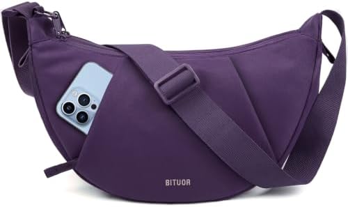 Umhängetasche Damen Anti-Diebstahl Halbmond Tasche Halbrunde Schultertasche | Anti-Diebstahl,2 große Fächer