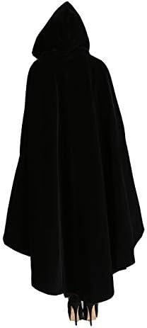 Pentagramme Black and Red Vintage Gothic Double Breasted Hooded Cape Coat Women