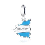 BSFJTY 925 Sterling Silver, National Flag Map Series Pendant Charm Fit European Bracelet Necklace Jewelry Gift for Women (Nicaragua Q3915)