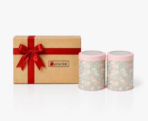 Image of Maroc Collection Airtight Kitchen Container Set| 1100ML- Set of 2| Food Grade Metal Storage Jars for Dals, Millets & Dry Foods| Leakproof, Moist-Proof Large Canisters| Moroccan Pink Pastel