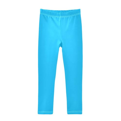 CHIFIGNO Elegant Light Blue Little Girl Leggings, Smooth Design, Sizes 4T, Versatile for Gym or Dance