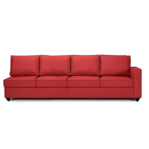 Image of Wakefit Sofa Set | 3 Year Warranty | Sofa 3 Seater, 3 Seater Sofa for Living Room, Wooden Sofa Set, 4 Seater + Left Aligned, Sofa for Living Room - Napper(Omega : Red)