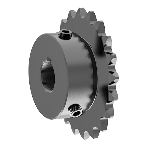 Image of 20 Tooth Roller Chain Sprocket B Type Hardened Teeth, 25 Chain Sigle Strand 1 /4-Inch Pitch, 20mm Bore Black Oxide C45 Carbon Steel, Keyway with Fasten Screws for 04C Chain