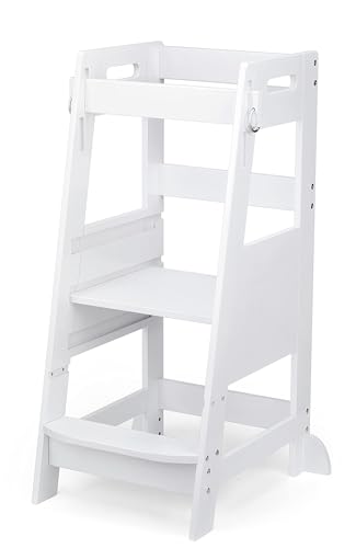 TOETOL Bamboo Toddler Kitchen Step Stool White...