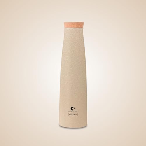 Image of CLAY CRAFT VACBOTT Chariott Cork Single Walled Non Insulated Water Bottle, 900ML (Beige) Steel Water Bottles for School, Office, Home, Gym, Water Bottle for Men Leakproof, Rust Free Steel Bottle