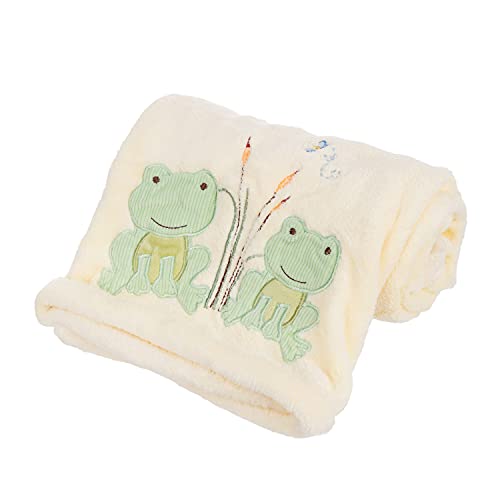 Image of Danica Super Soft Coral Fleece Baby Blanket, 40" X 30" Cozy, Comfortable & Warm (Yellow Frog)