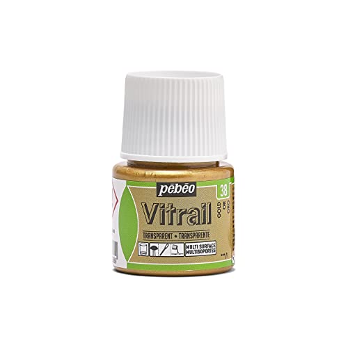 Pébéo 050038 Vitrail 1 Flacon Or 45 ML, Doré