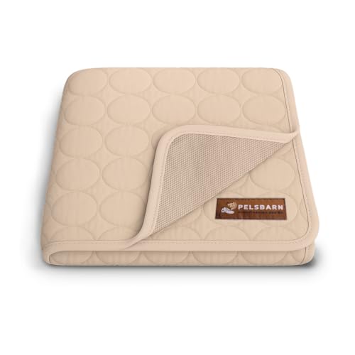 Pelsbarn Dog Cooling Mat- Ice Silk Summer Comfort Self Cooling Non-Slip Dog Pad Durable & Washable Mat for Extra Large Dogs 33 x 45 Support Shelter Dogs with Every Purchase (Beige)