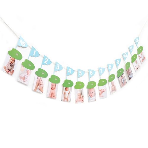 Image of Golf 12 Monthly Photo Banner - Hole In One Monthly Photo Banner,Newborn To 12 Months Banner,Baby's First Year Golf Themed Birthday(blue)