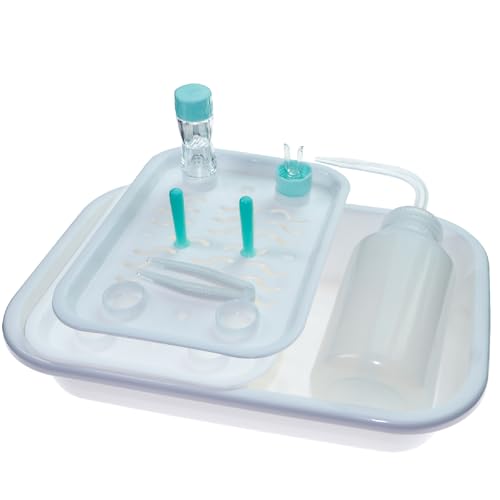2in1 Hard Contact Lens Cleaning Tray Kit, Cleaning & Storage Rinse Dry Cleaning Tray with 2Pack Hollow Lens Remover Tool 150ml Rinsing Bottle RGP Lens Case, Cleaning Solution for RGP/OK/Scleral Lens