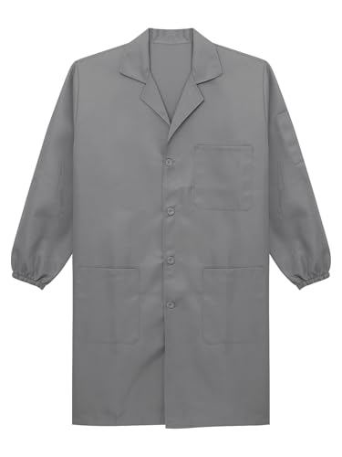 Image of Mens Lab Coats Unisex Workwear Uniform Work Resistant V Neck Long Sleeve Science Lab Coat Jacket