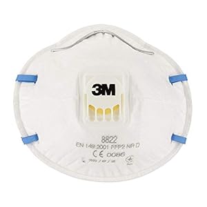 3M 8822C3, FFP2 Atemschutz-Maske für Handschleifen und Elektrowerkzeugarbeiten – Atemmaske mit Schutzstufe FFP2 und 3M Cool Flow Ventiltechnik – 3 Stück
